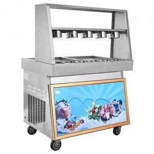 CE Approved Double Square Pan Fried Ice Cream Roll Machine With 11 Tanks
