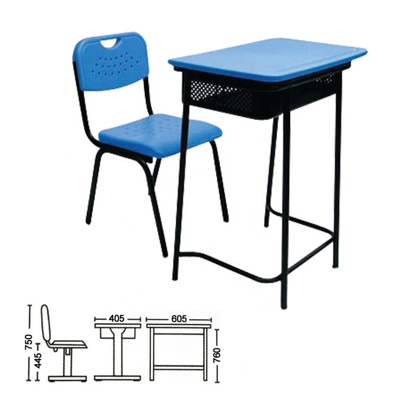 Cheap school furniture plastic top iron frame classroom student chair and desk
