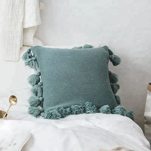 China supplier cute home decorative plain moroccan tassel cushion cover