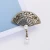 Import China Wholesale Zinc Alloy Antique Bronze Plated Imitation Pearl Rhinestone Fan Women Brooch For Gifts from China