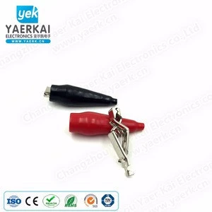 China YAERK 10A alligator clip PVC coated battery clip metal spring alligator clip