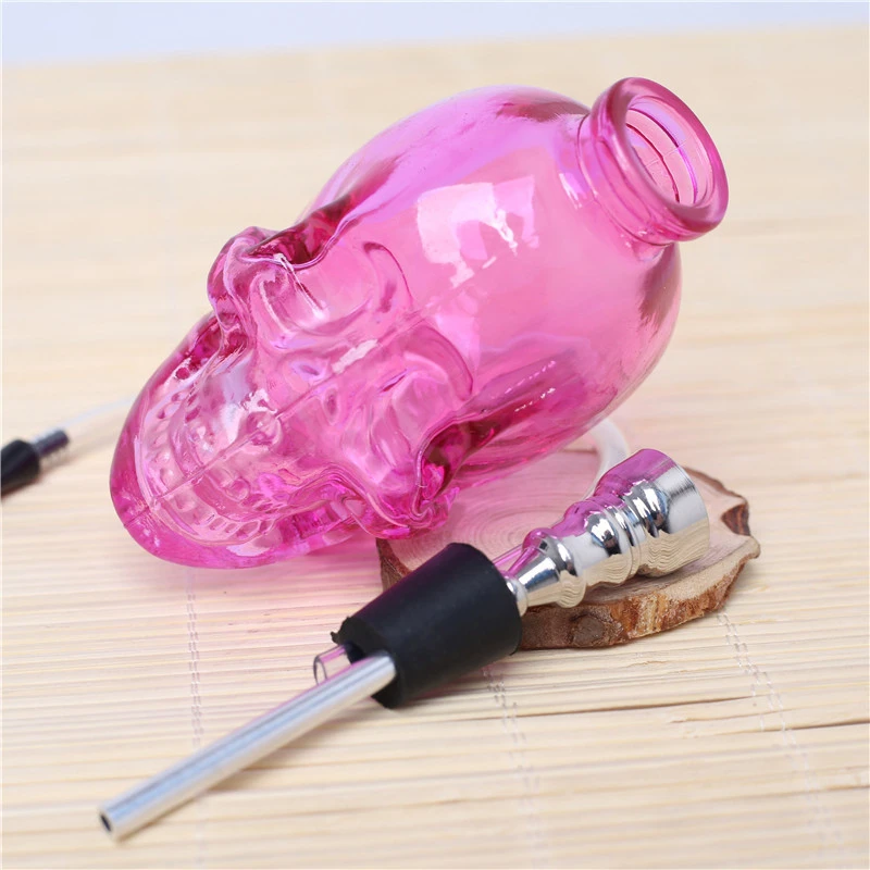 Chinese  Crystal  Craft   fancy Pink  Water Glass Hookah  Head Shape Bubbler Pipe Decorative Smoking  pipes