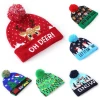Christmas LED Flashing Light Knit Soft Santa Snowman ELK Elasticity Warm Hat Adult Kids Xmas Party Hats