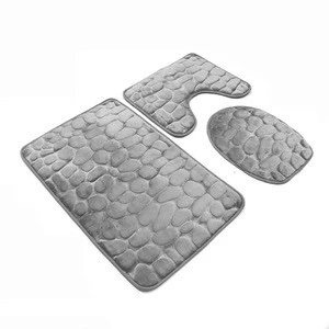 Classic Design 3pcs Anti Slip Memory Foam Bathroom Rug Mat Set