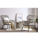 Classic Rattan 3 PCS Bistro Set Chatting Set Wicker Outdoor Furniture with Cushions