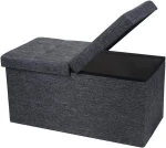 Collapsable Padded Polyeter  Linen Fabric Folding Storage  Ottoman with Removable Lid 30"x15"x15"