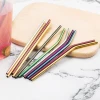 Colorful 304 Stainless Steel Straws Reusable Straight Bent Metal Drinking Straw With Cleaner Brush Set Party Bar Accessory