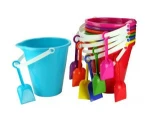 Colorful useful sand toys plastic beach bucket set with shovel