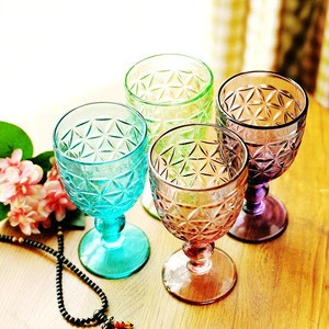 Coloured Retro Vintage Holiday gifts dessert finest wine glasses