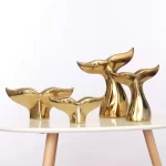 Creative Finely Processed Ceramic Pottery Table Display Whale Tail Home Decor Sculpture Crafts