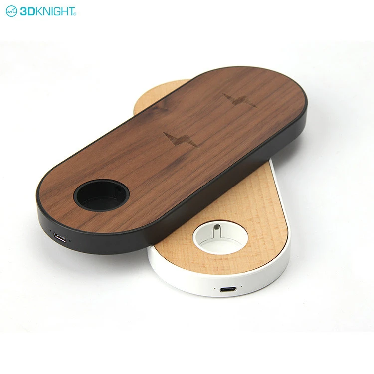 Creative Real Wood Universal Mobile Stand Phone Holder 3 in 1 Wireless Charger