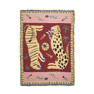 Custom  100% polyester cotton woven Tapestry throw blanket rugs
