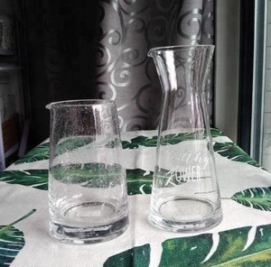 custom 1000ml borosilicate clear glass sake wine carafe with lid