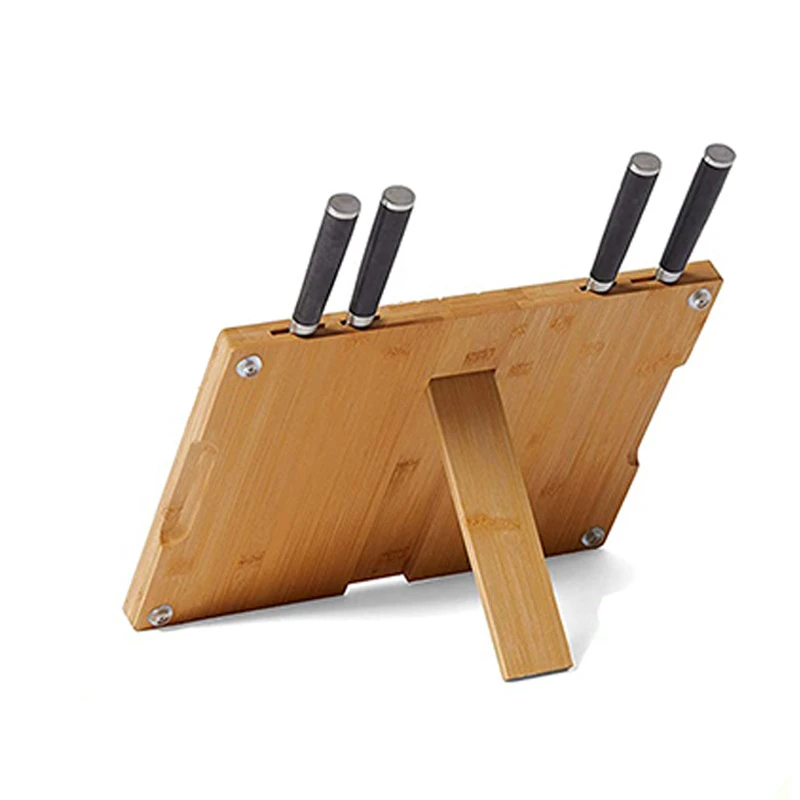 Custom Bamboo cutting board with knife holder and storage rack bamboo butcher block chopping boards