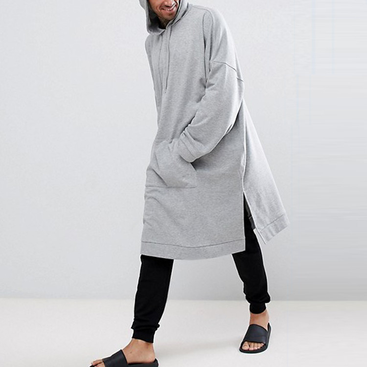 custom design super longlie men hoodie plain pullover french terry hoodies