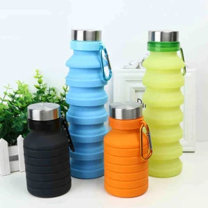 Custom Logo Leak Proof Drinking Eco Friendly Food Grade Bpa Free Foldable Outdoor Travel Sport Silicone Collapsible Water Bottle