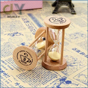 Custom logo printed wooden hourglass, mini wooden sand clock sand timer