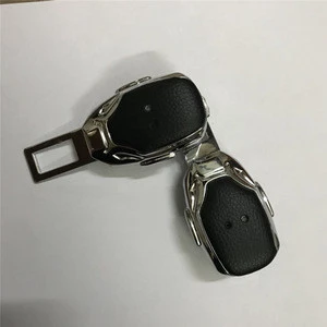 Custom Metal leather car logo safety seat belt Extender buckle insert seat belt on