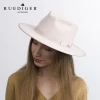 Custom Outdoors Elegant Women&#39;s Australian 100% Wool Flat Hard Wide Brim Pink Fedora Hats