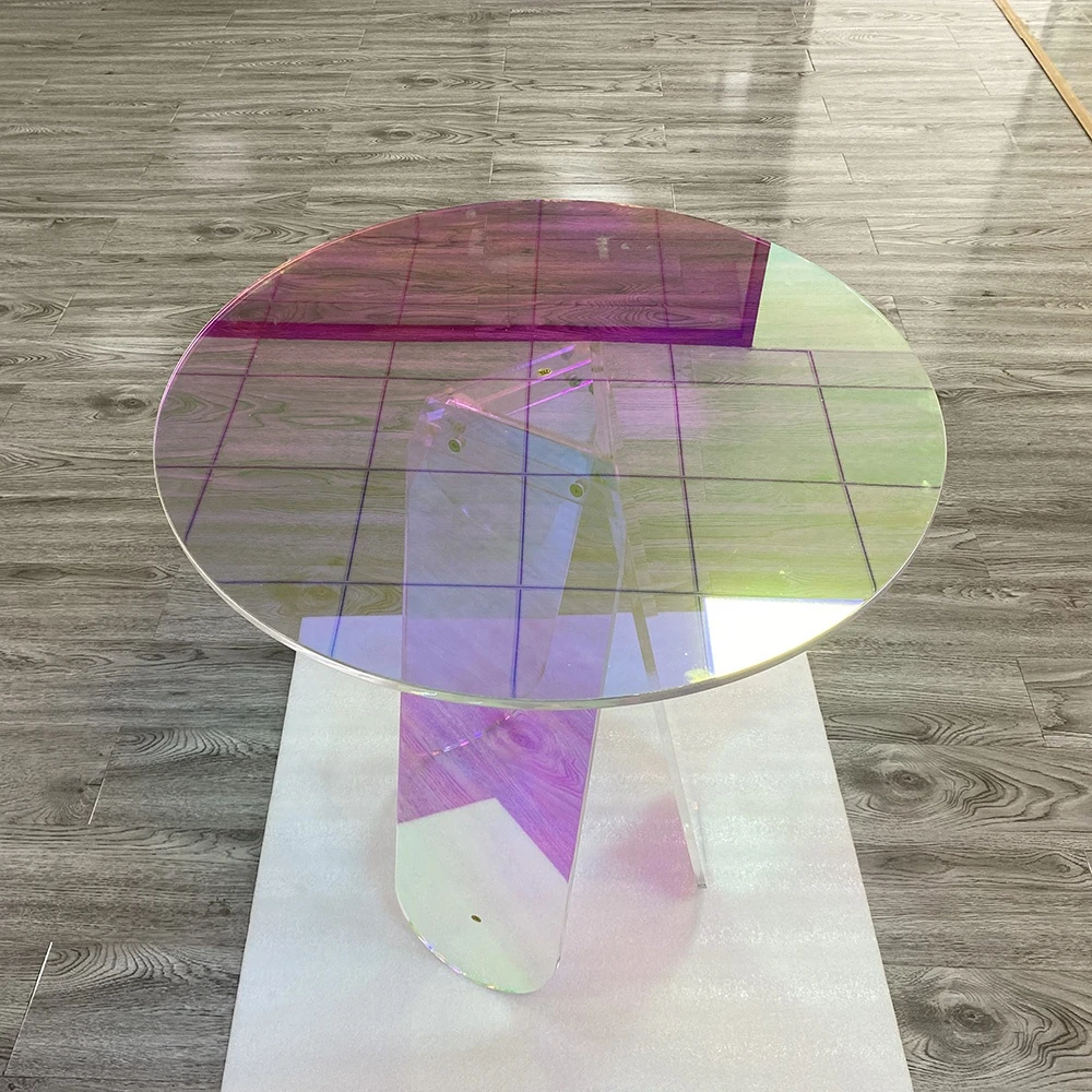Custom Rainbow Acrylic Decorative Table Detachable Plexiglass Desk for Home Decor