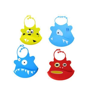 Customizable waterproof silicone baby bibs with food catcher
