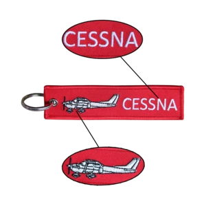 Customized embroidered Aviation key chains Logo Cessna embroidered key chains