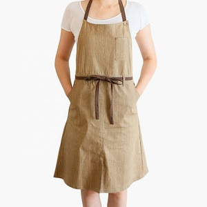 Customized logo cotton kitchen custom lady linen women apron
