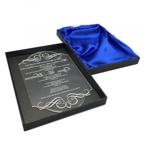 Customized luxury  clear acrylic invitation card with box  IC-003