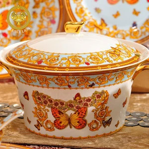 Customized porcelain tableware luxury porcelain butterfly dinner set dinnerware