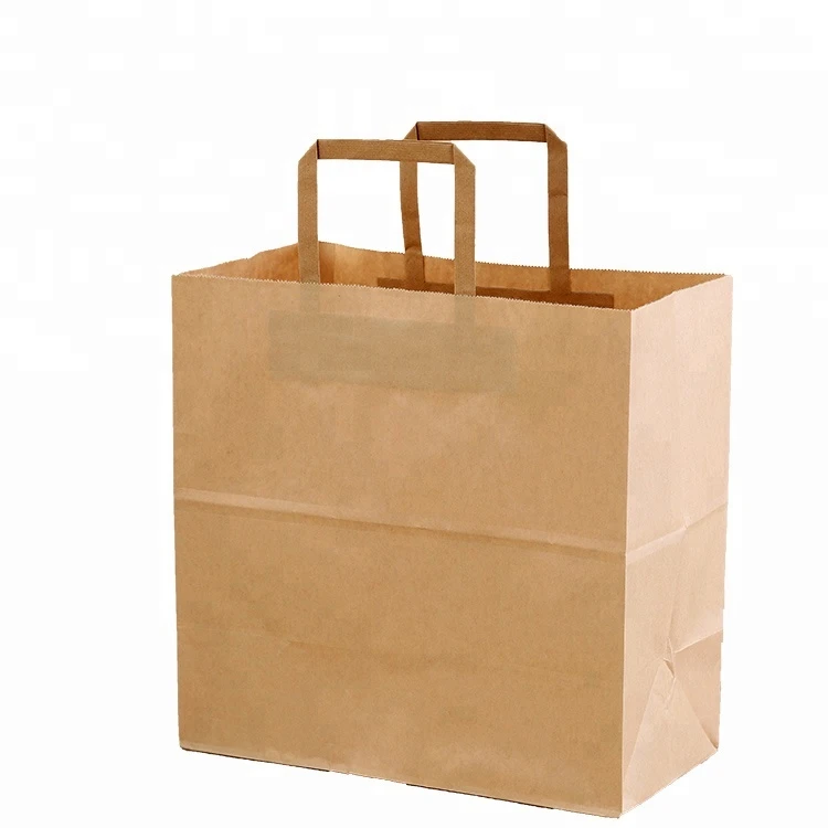 Customized Portable Reusable Foldable  Kraft Shopping Paper Bag With Paper Handle