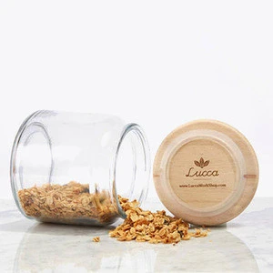 Customized wholesale Eco-Friendly glass jars with wood lid