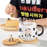 Cute ceramic milk Mug Mugs With Lid Spoon Coffee Cup High Capacity Water Glass