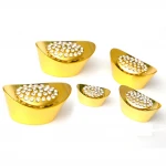 Decorative Chinese Style YuanBao Luck Fortune Gifts Custom Metal Gold Ingot with Metal Fengshui Crafts