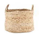 Decorative Storage Bin Woven Jute Fabric Storage Basket with Handles