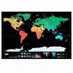 Deluxe Scratch Off World Map  Rubble Map with Gift Tube Packaging