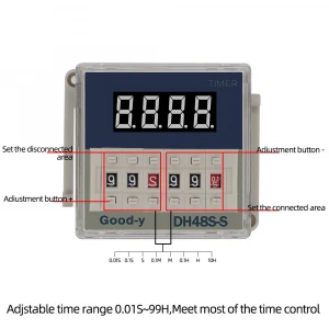 DH48S-S Programmable Timer 0.1s-990h Time Relay with Socket Base DH48S Din Rail AC 110V