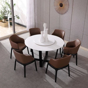 dining room furniture marble tops round dining table with rotating centre E4004
