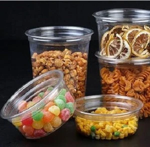 disposable clear food plastic containers PET 16oz fruit packaging salad bowls with lids
