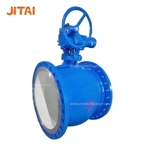 DN900 Cast Steel Large Bore Gear Operated V Type Ball Valve for Pulp