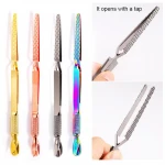 Double-ended Multi functional Stainless Steel Nail Art Shaping Tweezers Cross Nail Clip Nail Cuticle Pusher