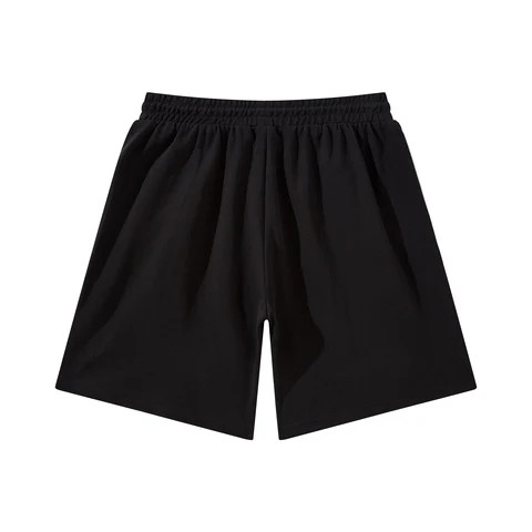 Drawstring Sports French Terry Men Cotton Shorts Custom Embroidered Black Sweat Shorts