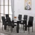 Import DT-37 Latest Stylish Stainless Steel Dining Table with Chair/Glass Dining Table & 6 Black PU Chairs Set from China