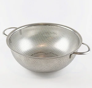 Easy Clean Stainless Steel Metal Washing Vegetable Basket Fruit Strainer With Two Handles Punching Basket