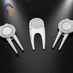 EM Zinc Alloy Material Handle Folding Spring Golfer Training Accessory Golf Ball Fork