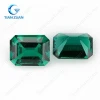 Emerald cut Hydrothermal lab created D-green emerald loose gemstone