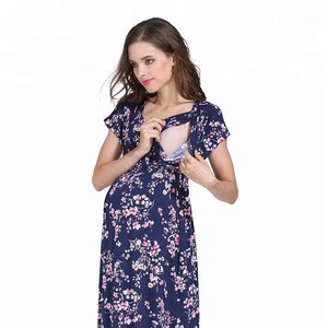 Emotion Moms Soft Modal Fabric Summer Floral Maternity Clothes Big Size Dress for Pregnant Women Breastfeeding Dress