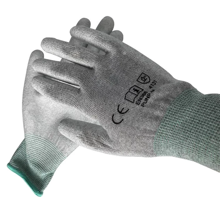 ESD Antistatic PU Plam Coating Glove Carbon Fiber ESD Anti-Static Gloves