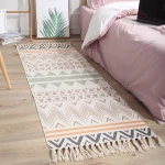Ethnic style cotton and linen floor mats retro plain study bedroom handmade carpet