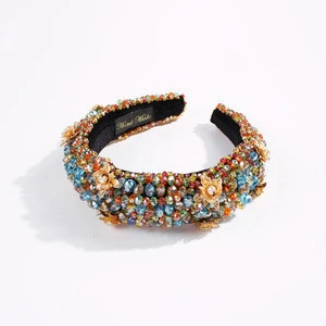 European fashion trend headband crystal bling headbands diamond pearl headband hair accessories for women