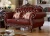 Import European-style leather living room sofa combination solid wood carved American living room sofa from China